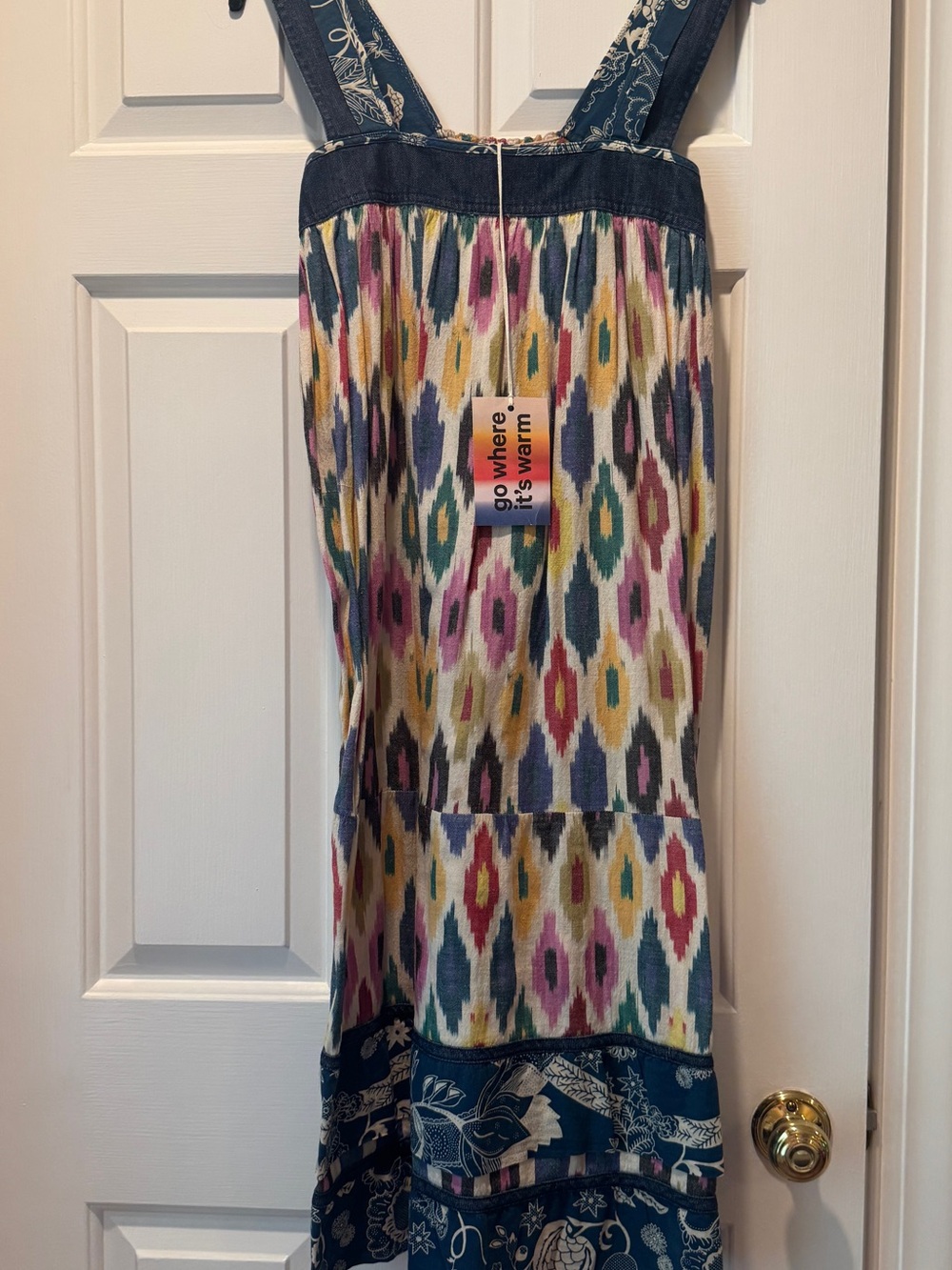 Warm LA Multicolor Ikat Maxi Dress